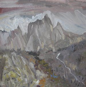 grey mountain painting