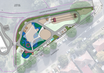 Aerial drawing of concept plan for Merv Lynch playspace upgrade