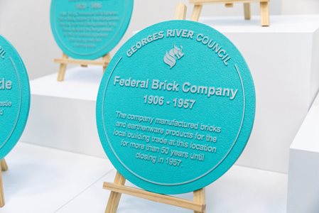 Federal Brick Company Historical Marker pre-installation Photo of Federal Brick Company Historical Marker on an easel, pre-installation.