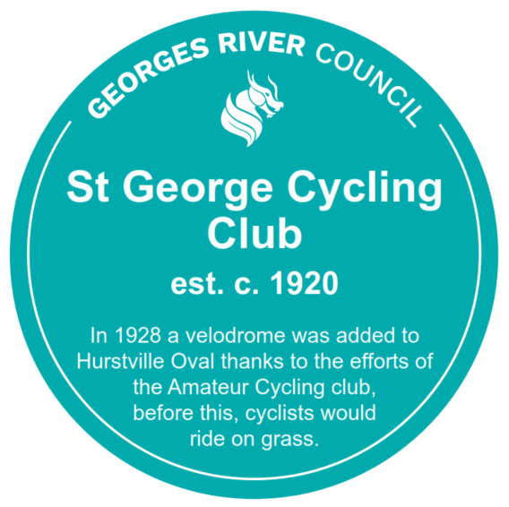 Image of St George Cycling Club historical marker tile and information