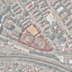 Aerial view of 9 Gloucester Road and 420-430 Forest Road, Hurstville