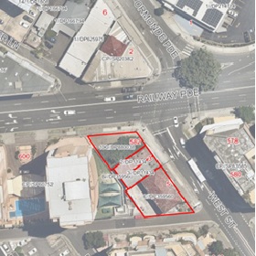 Untitled-8.jpg Aerial view of 582 Railway Parade and 3 & 5 West Street, Hurstville