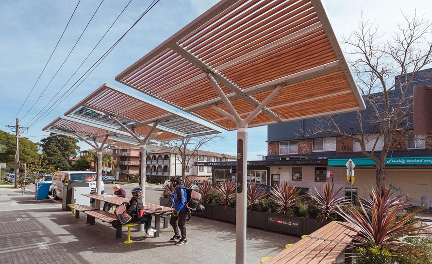Image of people sitting at the ChillOUT hub installed in Mortdale