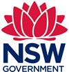NSW Government logo with red waratah and blue text that reads NSW Government