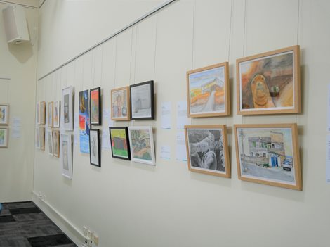 Artwork from the Georges River Art Prize Youth & Little Artist categories at the Clive James Library and Service Centre